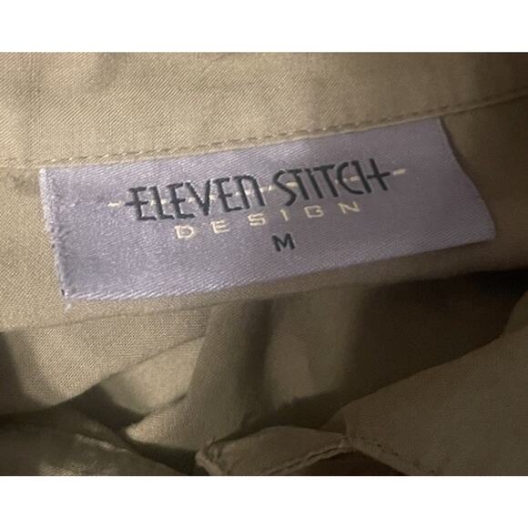 Eleven Stitch Design Women's M Green Lagenlook Artsy Button Down Tunic Top EUC - Picture 3 of 5